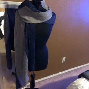 Navy and Grey  Crinkled Oversized Scarf